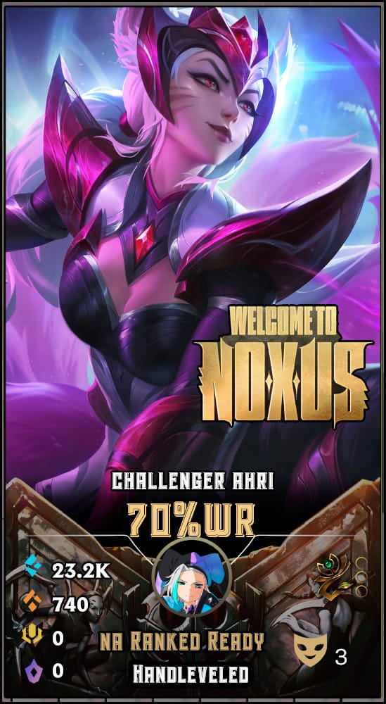 Challenger Ahri LoL smurf account NA 70% win rate — MasterCloneSmurfs