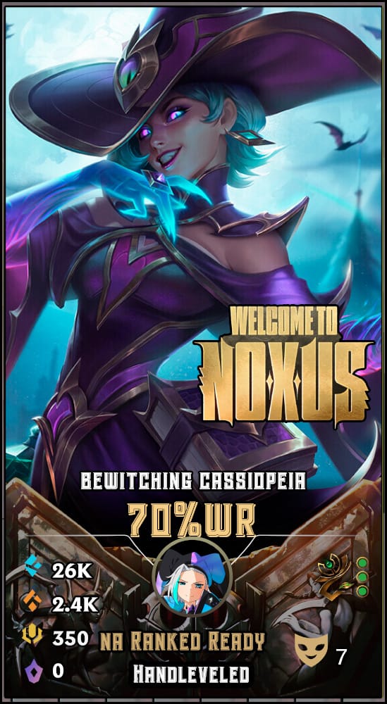 Bewitching Cassiopeia LoL smurf account NA 70% win rate — MasterCloneSmurfs
