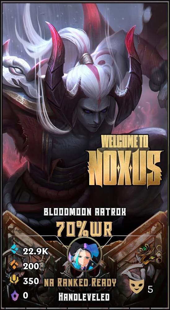 BloodMoon Aatrox LoL smurf account NA 70% win rate — MasterCloneSmurfs