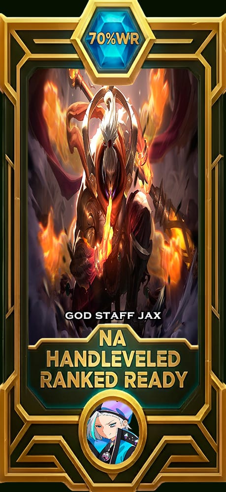 God Staff Jax LoL smurf account NA 70% win rate — MasterCloneSmurfs