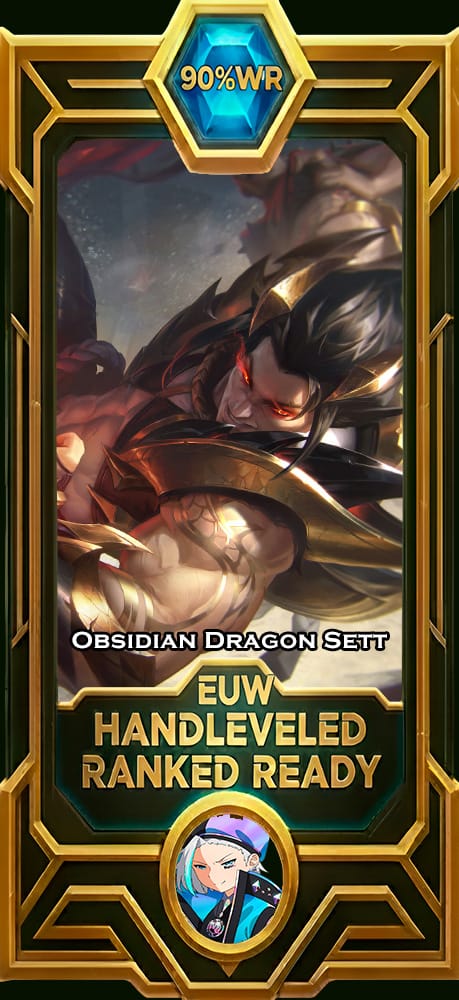 Obsidian Dragon Sett LoL smurf account EUW 90% win rate — MasterCloneSmurfs