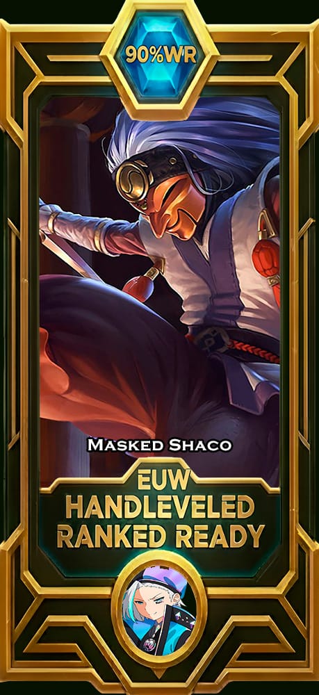 Masked Shaco LoL smurf account EUW 90% win rate — MasterCloneSmurfs