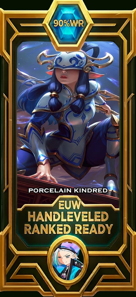 Kindred Porcelain LoL smurf account EUW 90% win rate — MasterCloneSmurfs
