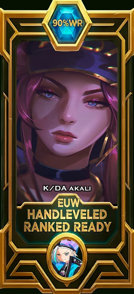 KDA Akali LoL smurf account EUW 90% win rate — MasterCloneSmurfs