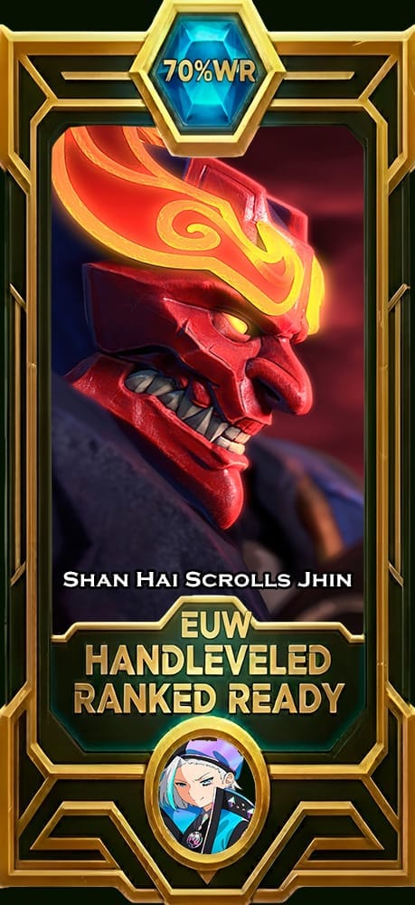Jhin Shan Hai Scrolls LoL smurf account EUW 70% win rate — MasterCloneSmurfs