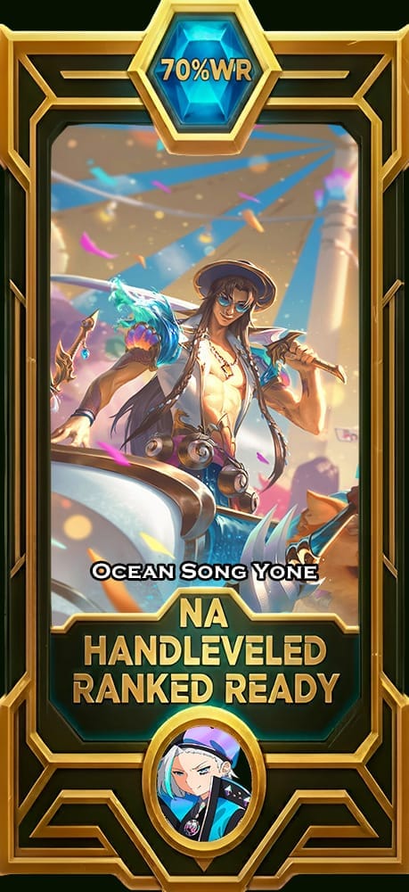 Ocean Song Yone LoL smurf account NA 70% win rate — MasterCloneSmurfs